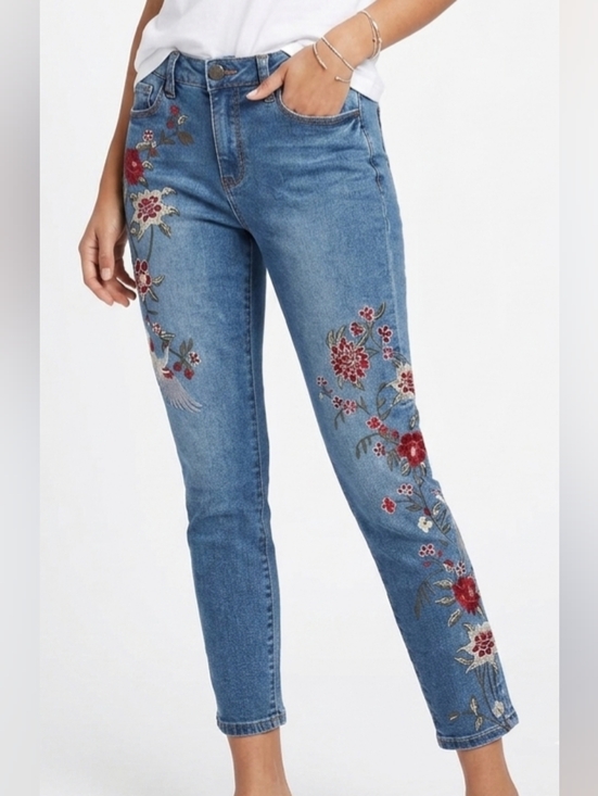 Nanette Lepore Denim - Nanette Nanette Lepore High Rise Skinny Jeans w Floral Embroidery Size 6